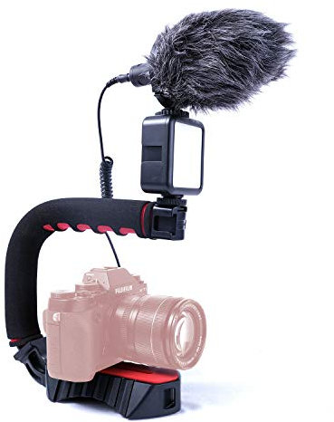 INOV8 Camera Vlogging Kit - with DSLR Camera/Video Handle Rig with Accessory Mounts, 49 LED Video/Photo Light and Shotgun Microphone for Blogging, YouTube, Tik Tok, Travel etc