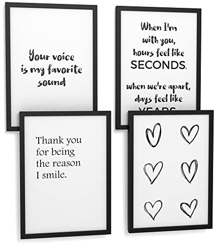 Papierschmiede® Premium Spruchposter Set 4er DIN A4 (21x30 cm) Motiv: Couple Love, Pärchen Liebe Beziehung, Typografie Spruchposter Wohnzimmer als Kunstdruck ohne Rahmen