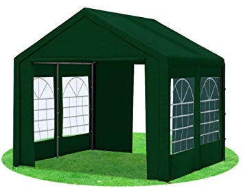 Stabilezelte Partyzelt 3x3 Classic Premium PVC 400 g/m² wasserdicht inkl. Seiten Festzelt Gartenzelt Grün