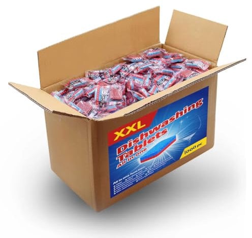 vidaXL Spülmaschinentabs 1000 Stk., 12-in-1, Geschirrspültabs Starke Reinigungskraft, Spülmaschinen Tabs gegen Schmutz und Fett im Inneren der Spülmaschine, Maschinenpfleger Tabs, 18kg