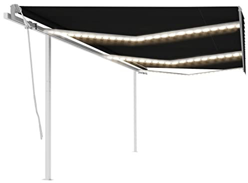 vidaXL Gelenkarmmarkise Einziehbar mit LED Markise Sonnenmarkise Balkonmarkise Sonnenschutz Sichtschutz Terrasse Garten 6x3,5m Anthrazit