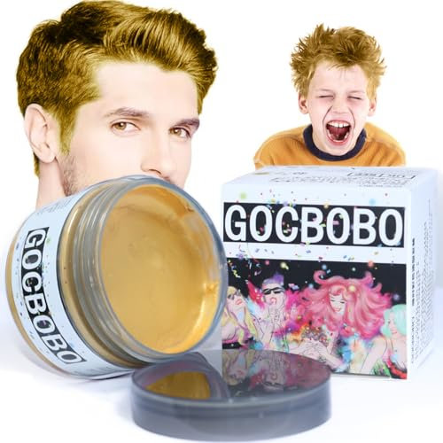 Cera Color Pelo Temporal Unisex Ingredientes Naturales Lavable Cera Para el Pelo Coloreada Aplicar para Halloween Party Cosplay (Dorado)