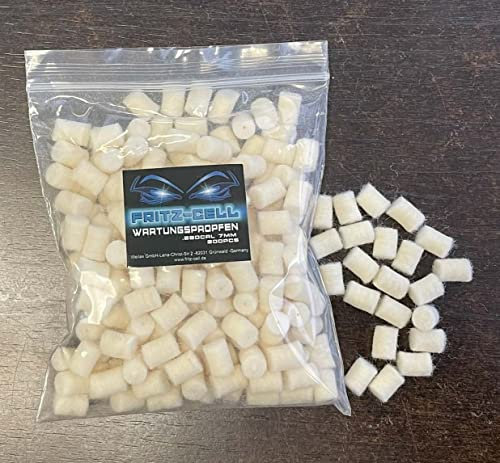 200 Schnellreinigungspfropfen 7 mm Laufreiniger Filzreiniger Fritz-Cell für Luftgewehr und Luftpistole CO2 Waffen Luftgewehren und Luftpistolen, sowie Airsoft Pistolen