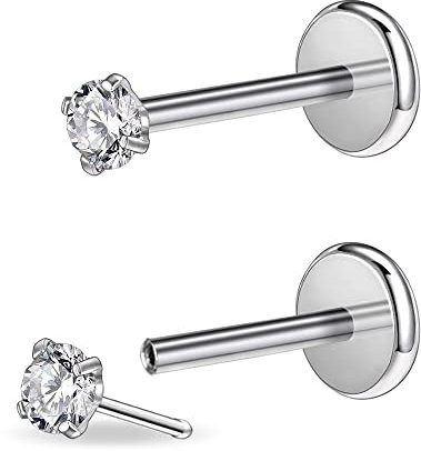 PunkTracker 16g/18g/20g Gewindeloser Piercingschmuck für Tragus Nase Helix Conch Medusa Lip Labret - Chirurgenstahl Helix Ohrring Knorpel Tragus Ohrstecker Nasenstecker für Damen Herren