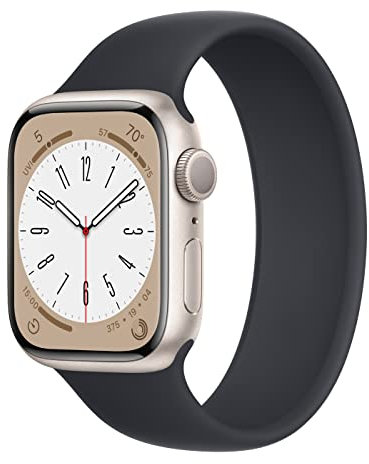 Apple Watch Series 8 (GPS, 41MM) - Polarstern Aluminiumgehäuse mit Mitternacht Solo Loop (Generalüberholt)