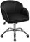 Yaheetech Computer Chair Leather Desk Chair Cute Makeup Vanity Chair with Armrests for Bedroom Modern Swivel Rolling Chair Black