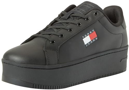 Tommy Hilfiger Tjw Flatform Ess En0en02518 Femme Baskets à Semelle Cupsole, Noir Black, 39 EU