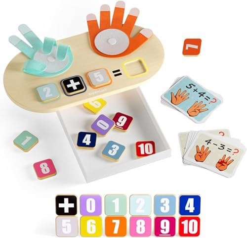 TOP BRIGHT Pädagogisches Lern-Zahlenspielzeug für Kleinkinder - Fingerzähl-Mathespielzeug, Unterrichtsspielzeug für die frühe Bildung für Kinder ab 3 Jahren, Montessori-Spielzeug für Kleinkinder