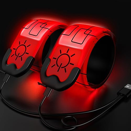 Todoxi 2 Stück Led Armband Aufladbar, USB Wiederaufladbar Leuchtarmband für Erwachsene und Kinder, Reflective Leuchtbänder für Laufen Hundewandern Radfahren Outdoor Sports