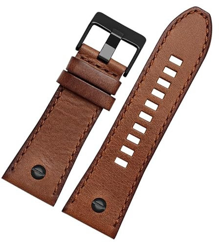 HEPUP Uhrenarmband 28 mm Echtes Leder Armband Diesel Uhrenarmband Wristwatches Band für DZ7193 DZ7214 DZ7311 DZ7312 DZ7313 Uhrenarmband, 24 mm, Achat