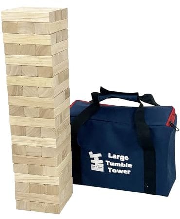 Jac & Mok Tumble Tower Spiel Holz Toppling Blocks Spielzeug mit Tragetasche (60 Stück Large Tumble Tower)