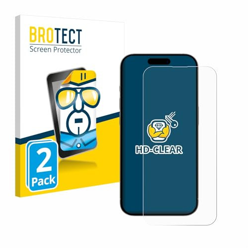 BROTECT Protector Pantalla para Apple iPhone 15 Pro Max Protector Transparente (2 Unidades) Anti-Huellas