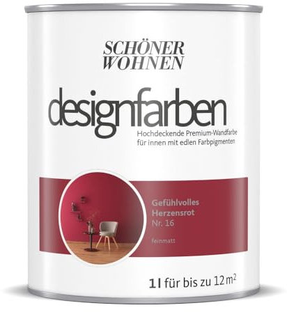 Schöner Wohnen Designfarbe Rot, 1 Liter, Acryl, Innen, Farbe