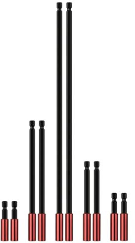 Rocaris 10 Pack Strong Magnetic Drill Bit Extension Holder, 1/4 Hex Shank, S2 Steel Magnetic Screwdriver Extension for Impact Driver, 2 inch, 2.35 inch, 4 inch, 6 inch, 12 inch