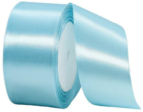 Satinband Hellblau 40mm Breit Geschenkband Satin,22m Satinbänder Hellblau Dick Schleifenband Dekoband Seidenband Geschenkverpackung Stoffband Geschenkbänder für Dekorieren Basteln Kleid Hochzeit