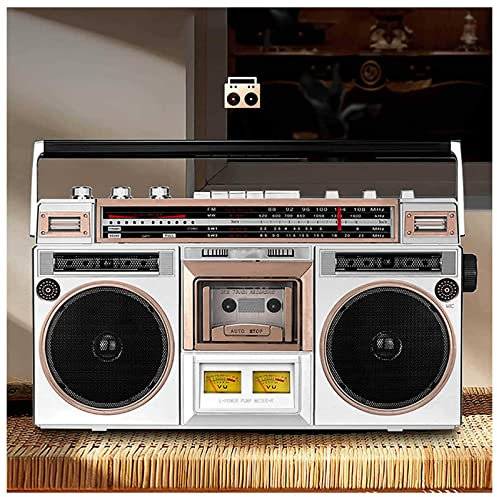 80s Style Boombox Cd Tape Player,Bluetooth Radio And Recorder,Bluetooth Receiver+Speakers,Support Transcription Function,Tf Card,U Disk,Dual Audio Hd Playback,For Family Gathering/Travel