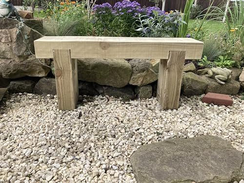 2 Seater Wooden Rustic Garden Bench Sleeper Seat Outdoor Patio