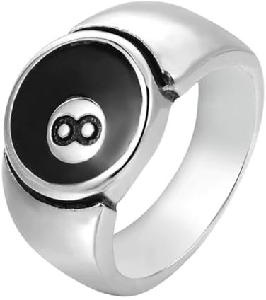 Lucky 8 Ball Pool Ball Ring, Edelstahl Billard 8 Ball Ring, Retro Billard Herrenring für Freund Poolliebhaber, Poolspieler (9)