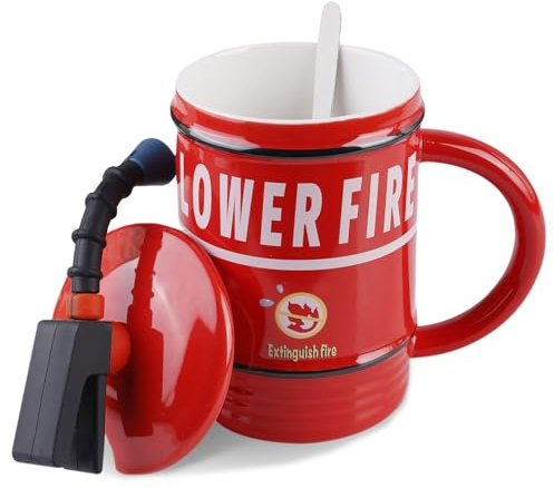 PRITOK Tazza Personalizzata Estintore Caffè: Ceramica Tazza Divertente Regalo Personalizzato per Uomini Amanti del Firemen, 480 ml
