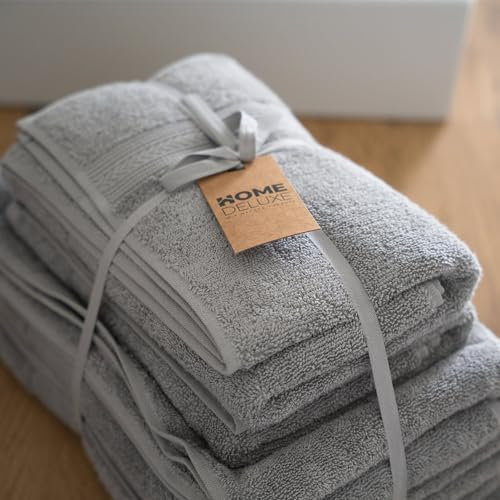 Home Deluxe - Handtuch Set - 6 TLG. Cuddle - Hellgrau- Material: 100% Baumwolle I Handtuch Badetuch Duschtuch Set Handtuchset