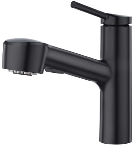 CREA Küchenarmatur Ausziehbar,Wasserhahn Küche mit 2 Strahlarten Geschirrbrause Spültischarmatur mit 2 Modus Brause, Küchenarmatur Hochdruck Mischbatterie Einhebelmischer Armatur,Matt Schwarz