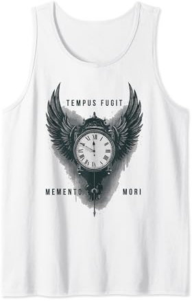 Tempus Fugit Memento Mori Uhr Flügel Stoische Philosophie Tank Top