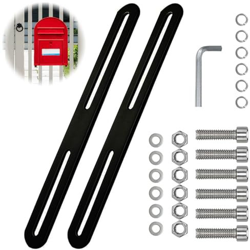 MeYuxg 2 Set di Fissaggio per Cassetta Postale per Recinzione,280x28mm Kit Binari Per Cassetta Postale, Kit di Fissaggio Utilizzato per Fissare Le Cassette Postali a Recinzioni o Cancelli(Nero,280mm)