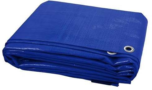 Blue Tarpaulin Waterproof Cover 4 x 6 m - Mould Proof & UV Resistant PE Groundsheet with Eyelets, Plastic Tarp Sheet for Camping, Garden Furniture, Car, Log Store, DIY and Outdoor Protection