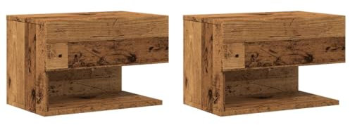 vidaXL Wand Nachttisch 2 STK., Nachtschrank mit Stauraum Wandmontage, Nachtkommode Hängend, Nachtkonsole Wandschrank für Schlafzimmer, Altholz-Optik