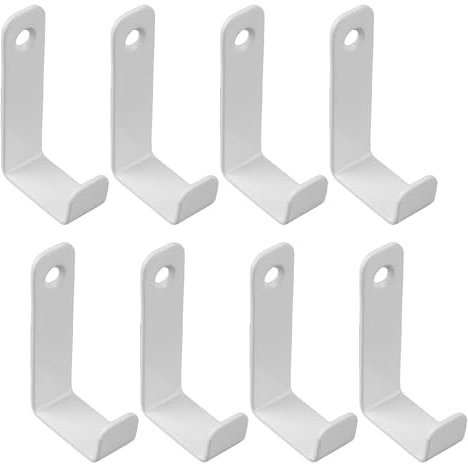 MOROBOR Ganchos de pared de hierro resistente para exteriores, 8 ganchos antideslizantes para garaje, ganchos tipo J, ganchos de un solo agujero para colgar con tornillo (blanco)