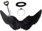 Juego de 3 Alas de Ángel Negro Grande con Halo y Varita Mágica,105 cm Negro Devil Wings Angel Costume Ladies Accessories for Halloween Carnival Cosplay Party Fasching Disguise