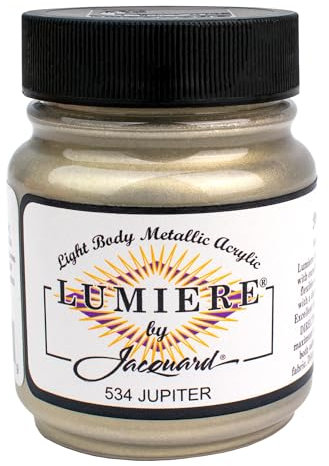 Jacquard Lumiere 2.25oz Metallic Fabric Paint Jupiter - Metallic Acrylic Paint for Fabric, Wood, Ceramic, Metal - Lightfast & Vibrant