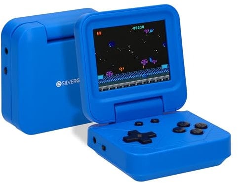 Silvergear® Consola Portátil de Juegos Retro Plegable en Azul | 240 Juegos Clásicos | Consola de Videojuegos Compacta para Niños y Adultos | Diseño Retro Game Consola | Pantalla a Color de 2,8 Pulgada