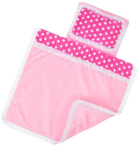 JOINPAYA Miniature Dollhouse Bedding Set: Pink Dolls Pillow Mattress Comforter Cute Kit Doll Bed Sheets Dollhouse Bedroom Accessories For 9-12in Doll