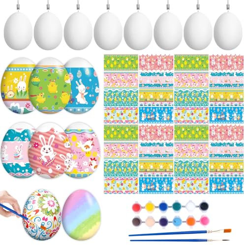 NTGFU Ostereier Osterdeko - Ostereier zum Aufhängen, Osterdeko Outdoor, DIY Plastikeier zum Bemalen - Osterdekoration mit Schnur, Ostern Geschenke Kinder, Schule Partybedarf Korb Stuffer Filler
