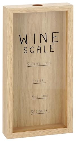 AD TREND Porta tappi sughero in mdf e vetro 15x4xh30 cm, ideale come raccoglitore di tappi da vino (NATURALE)