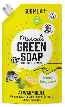 Marcel's Green Soap Detergente para lavar detergente para rellenar Limón y Bergamota - Detergente biodegradable - Fórmula libre de microplásticos - Ahorra un 56% de plástico - 500ML