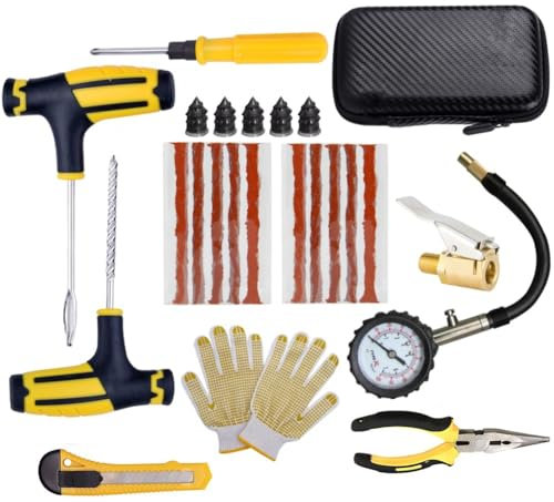 Junterone Autoreifen-Reparaturset, Reifenpannen-Notfallset für Reifenstreifen, Rührkleber, Reparaturwerkzeugset, Autozubehör