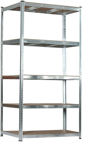 SCHULTE Regalwelt Schwerlastregal mit 5 MDF-Böden, 180x100x60 cm (HxBxT), 150 Kg Traglast pro Boden, verzinkt