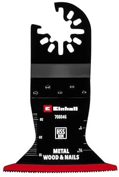 Original Einhell Tauchsägeblatt aus Bi-Metall für Metall- und Holzbearbeitung (65 mm Breite, 42 mm Eintauchtiefe, PTFE-Finishing, Metallverzahnung, gekrümmte Schneide, Schnellwechselfunktion)