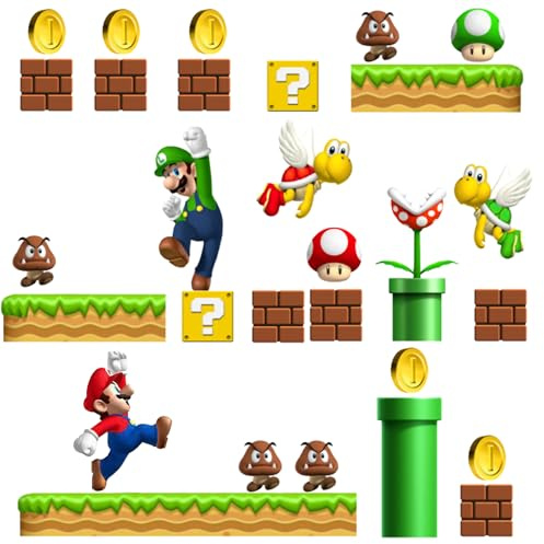 Mario Wall Stickers, Mario Wall Decal Sticker, 3D Marrio Sticker | Cartoon Wall Decals, Fans Room Bedroom Living Room Home Decor