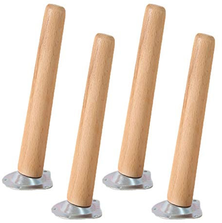 GLMGBP Pieds de Meuble Ronds en Bois de 60 cm, Pieds de Table de Remplacement pour canapé, Table Basse, Meuble TV et Table à Manger, Plaque de Montage et vis incluses