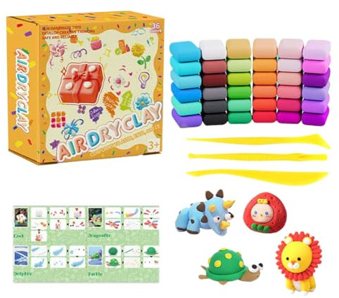 Air Dry Clay | 36 Farben Selbsthärtender Knete,Weiche Selbsthärtende Knete-Sets Für Skulpturen Bastelprojekte Schulunterricht & Deko Für Kinder 3-12 Jahre