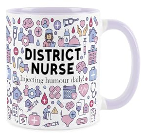 Purely Home District Nurse Mug - Humourous Trades Funny Novelty Gift - Lilac Tea/Coffee Ceramic Cup Present for Nursing & Medical Staff