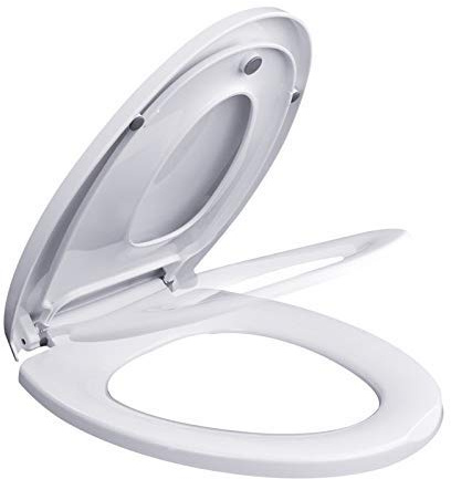 2 in 1 White Family Toilet Seat with Built-in Child Seat for Kids and Adult with Soft-Close Quick Release Hinges and Child Friendly Potty Training