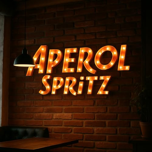 Aperol Spritz Lampe LED Wandschild – 85×50 cm – Leuchtschild für Innen & Außen, Retro Leuchtschrift, Wanddeko Bar, Küche, Terrasse