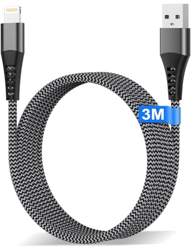 iPhone Charger Cable 3m,MFi Certified USB to Lightning Cable Fast Charging,Extra Long Nylon Braid iPhone Lightning cable Lead Wire for Apple iphone 14 13 12 11 Pro Max XS XR X 8 7 6 Plus,iPad and iPod