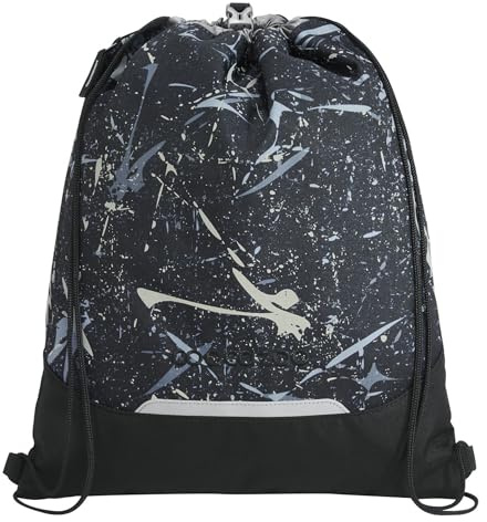 Coocazoo Turnbeutel „Refelctive Splash”, schwarz, reflektierend, mit Reißverschlussfach und Kordelzug, reflektierende Elemente, Schnalle zur Befestigung am Schulrucksack, 10 Liter, ab der 3. Klasse