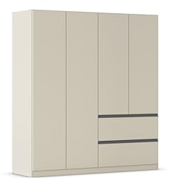 Rauch Möbel Costa, Kleiderschrank, Farbe Beige, Breite 181 cm | Schrank, 4-türig, 2 Schubladen, Push-to-open, Zubehör Classic, für Schlafzimmer, Kinderzimmer, Babyzimmer, Garderobe