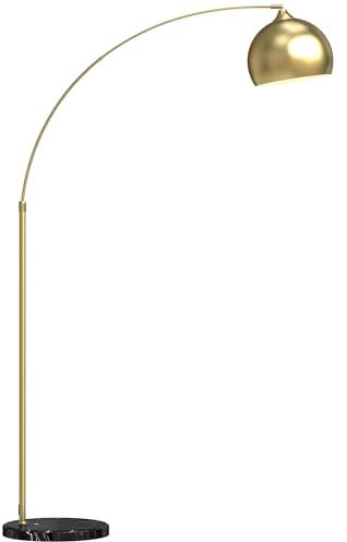 HOMCOM Stehlampe, Höhenverstellbar, Schwenkbar, Standleuchte, Gold